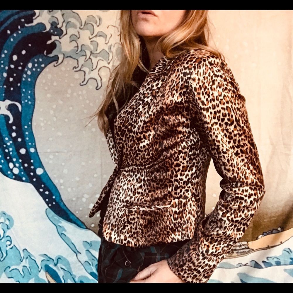 Leopard print blazer in satiny rayon M - Picture 3 of 8